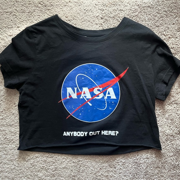 Tops - Black NASA Funny Crop Top Tee